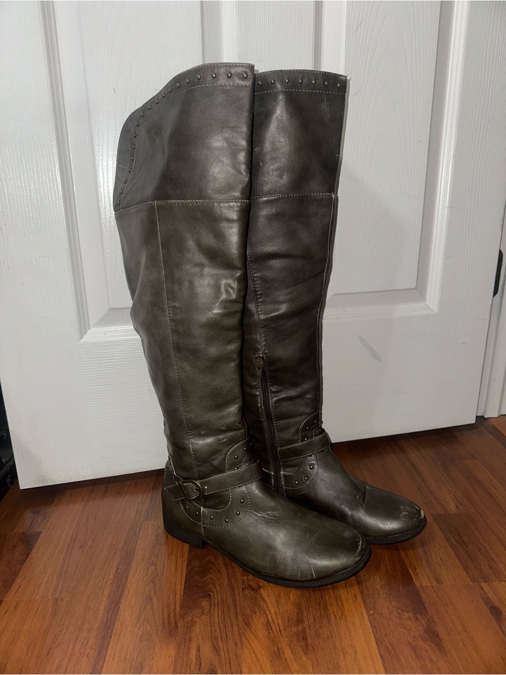 Classic Womens Tall Riding Boots in Olive Green
